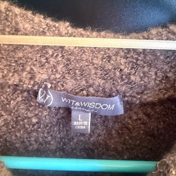 NWT WIT & WISDOM WOMENS OYSTER MUSHROOM SLEEVE ROUND NECK SWEATER L - Picture 2 of 5